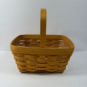 Longaberger 2002 Rectangle Basket With Stationary Handle & Liner 10.75x7.5x5.5
